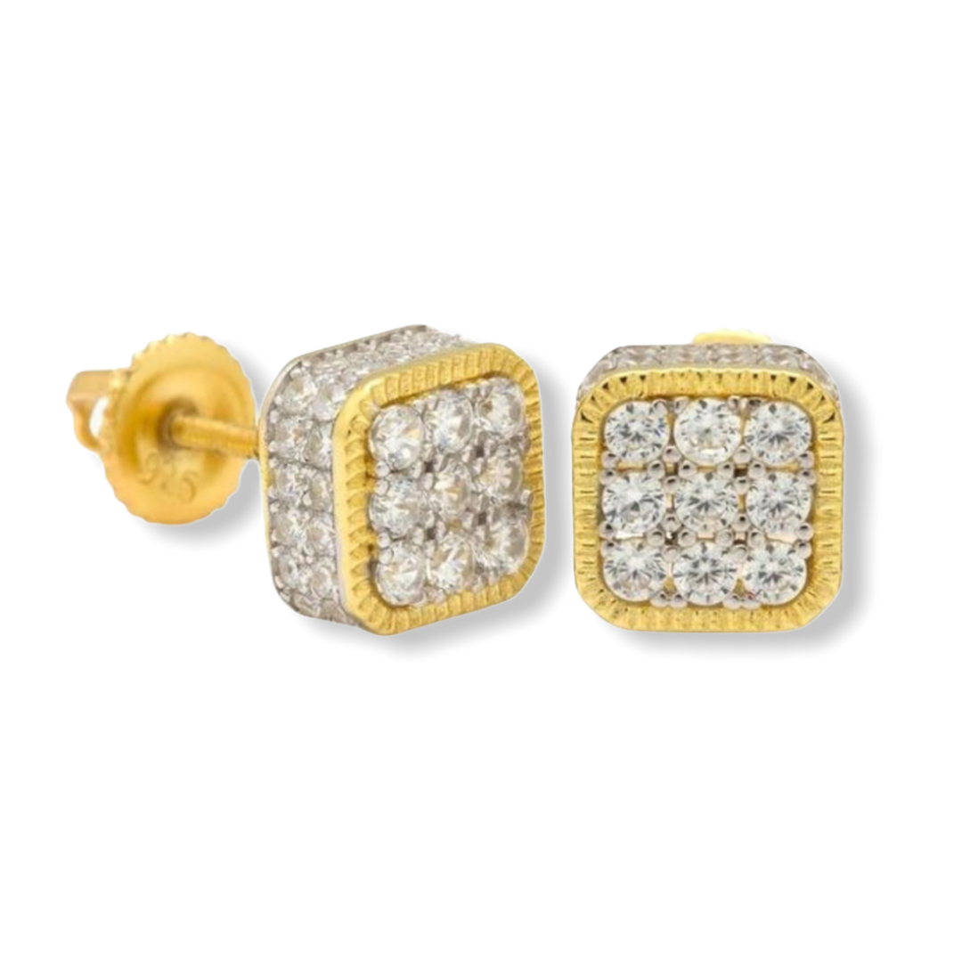 KING ICE: 14K Square Stud Earrings